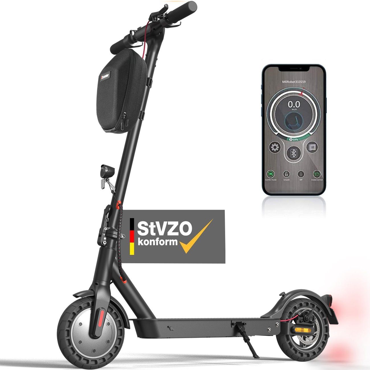 E Scooter Mit Straßenzulassung Bis 120kg, APP E9 Electric Scooter 350W Motor | Max 30km Reichweite | 20km/h ABE Elektro Scooter 8,5 Zoll Wabenreifen Elektroroller |Faltbarer E Roller Für Pendeln